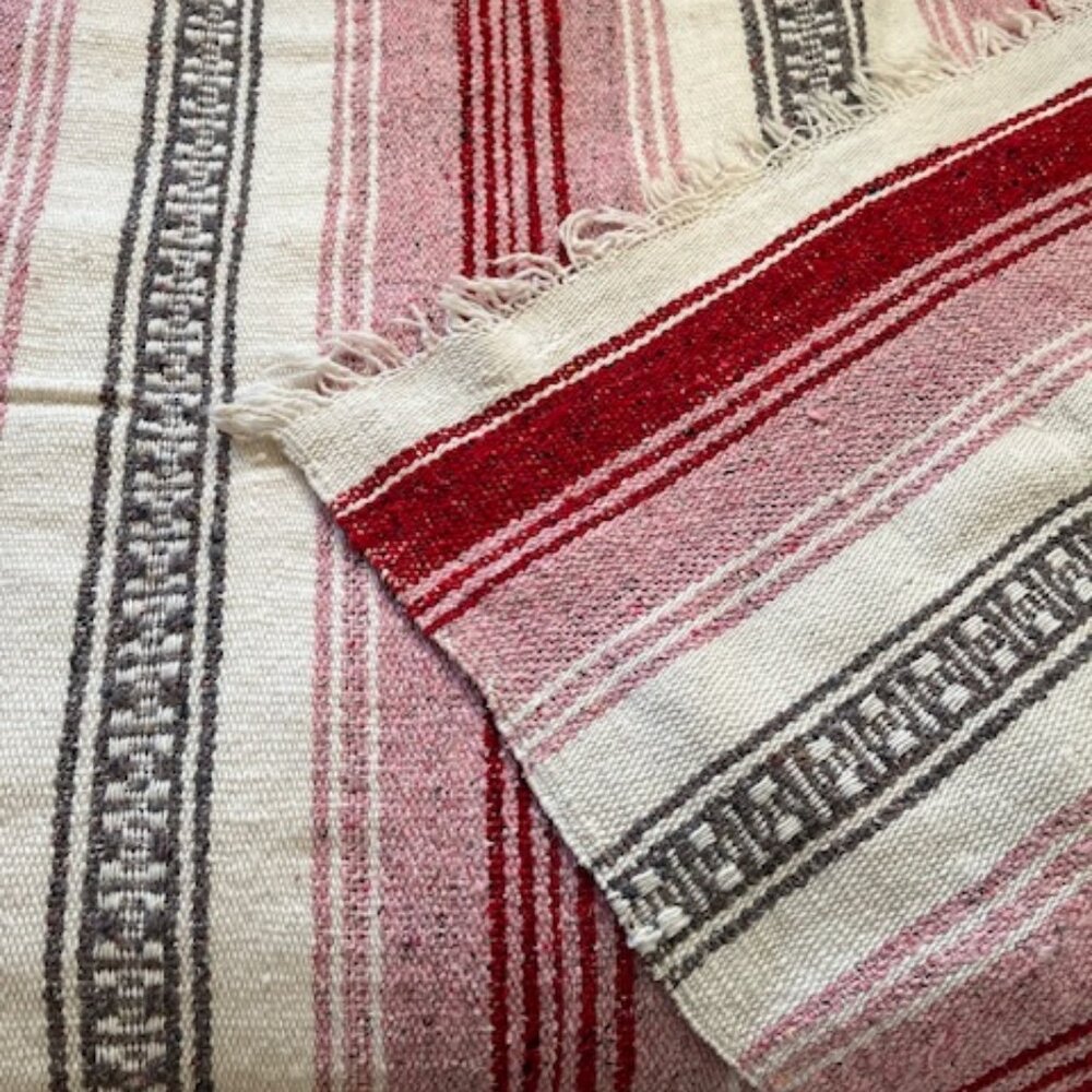 Woven Striped Throw Blanket Red/White/Black